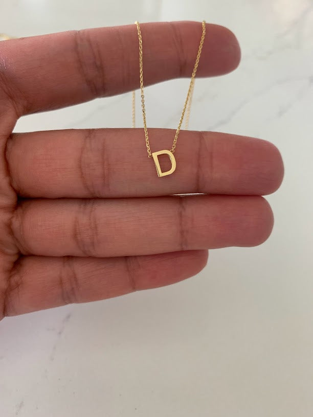 6.5MM 14K Gold Initial Necklace