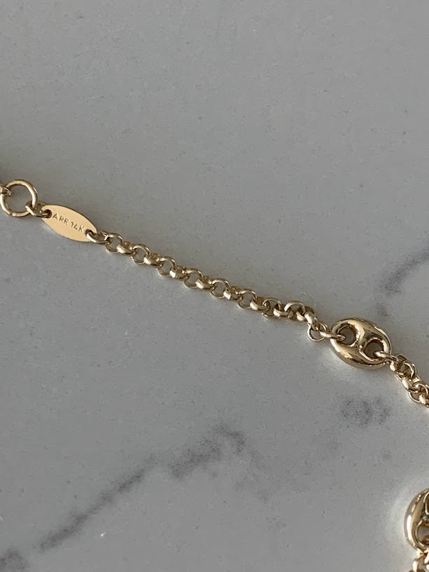 10k gold anklet bracelet / wrist bracelet dainty hearts - Pulsera de pie  tobille | eBay