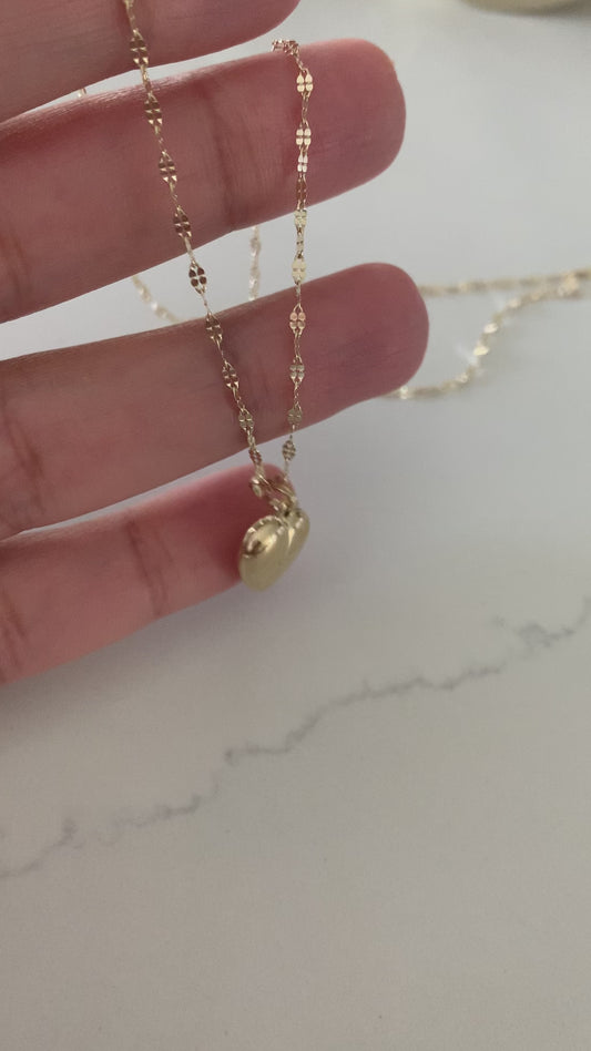 14k Solid Gold Heart Necklace for Women | Puffed Heart Pendant Necklace | 14K Real Gold Heart Jewelry | Gold Love Necklace