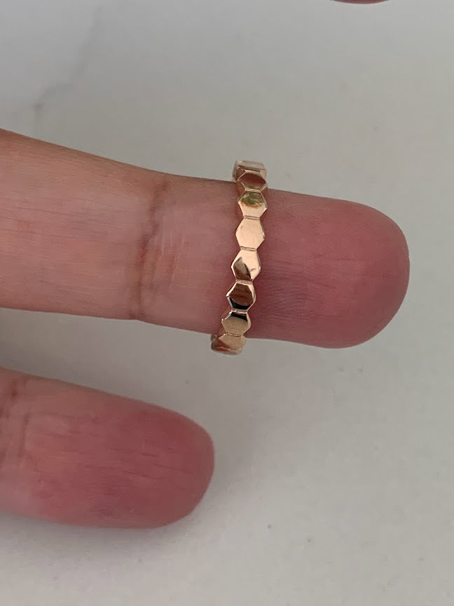 Ring Trio Tricolor Rings | Flat Beaded 14K Gold Ring | Trendy Ring | Ring | Solid Gold | Love Ring | Modern Ring | Chic Ring | Link Band | Discs Ring | Dotted Ring