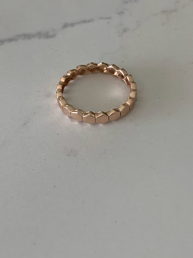 Ring Trio Tricolor Rings | Flat Beaded 14K Gold Ring | Trendy Ring | Ring | Solid Gold | Love Ring | Modern Ring | Chic Ring | Link Band | Discs Ring | Dotted Ring