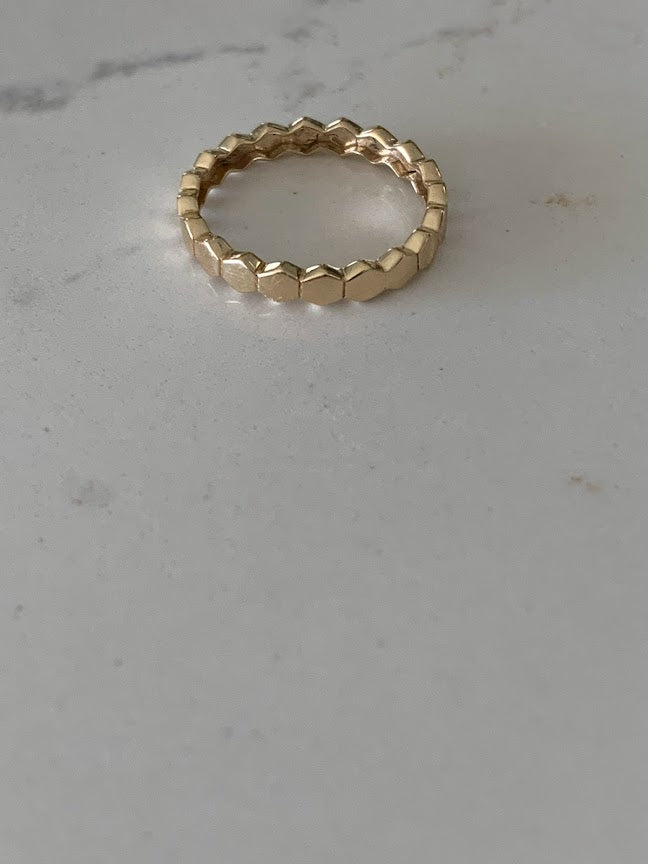 Ring Trio Tricolor Rings | Flat Beaded 14K Gold Ring | Trendy Ring | Ring | Solid Gold | Love Ring | Modern Ring | Chic Ring | Link Band | Discs Ring | Dotted Ring