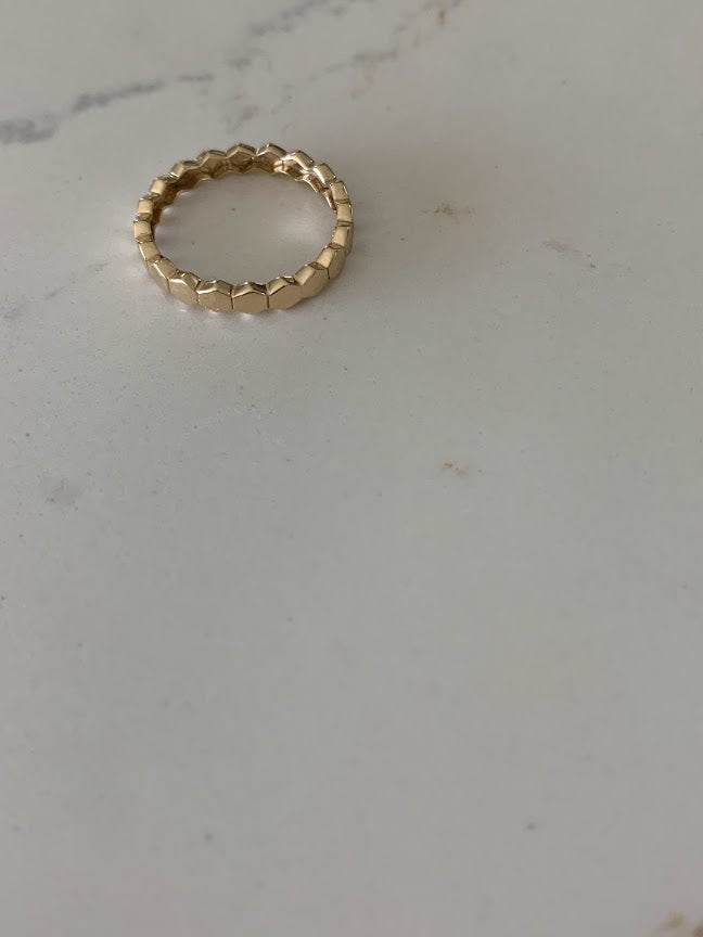 Ring Trio Tricolor Rings | Flat Beaded 14K Gold Ring | Trendy Ring | Ring | Solid Gold | Love Ring | Modern Ring | Chic Ring | Link Band | Discs Ring | Dotted Ring