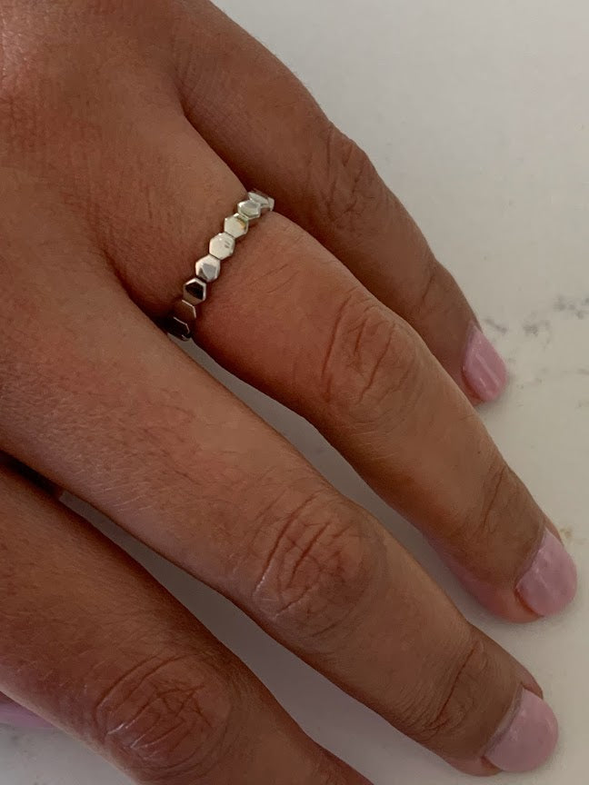Ring Trio Tricolor Rings | Flat Beaded 14K Gold Ring | Trendy Ring | Ring | Solid Gold | Love Ring | Modern Ring | Chic Ring | Link Band | Discs Ring | Dotted Ring