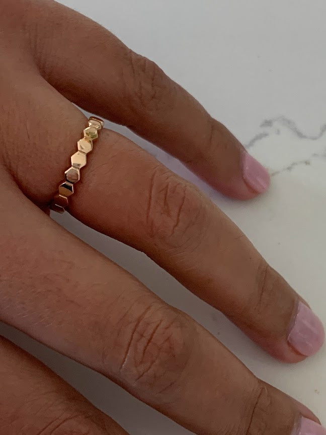 Ring Trio Tricolor Rings | Flat Beaded 14K Gold Ring | Trendy Ring | Ring | Solid Gold | Love Ring | Modern Ring | Chic Ring | Link Band | Discs Ring | Dotted Ring