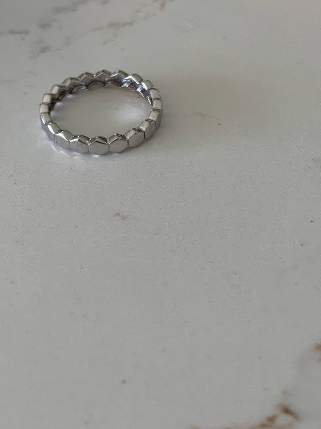 Ring Trio Tricolor Rings | Flat Beaded 14K Gold Ring | Trendy Ring | Ring | Solid Gold | Love Ring | Modern Ring | Chic Ring | Link Band | Discs Ring | Dotted Ring