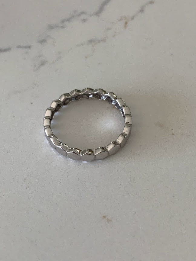 Ring Trio Tricolor Rings | Flat Beaded 14K Gold Ring | Trendy Ring | Ring | Solid Gold | Love Ring | Modern Ring | Chic Ring | Link Band | Discs Ring | Dotted Ring