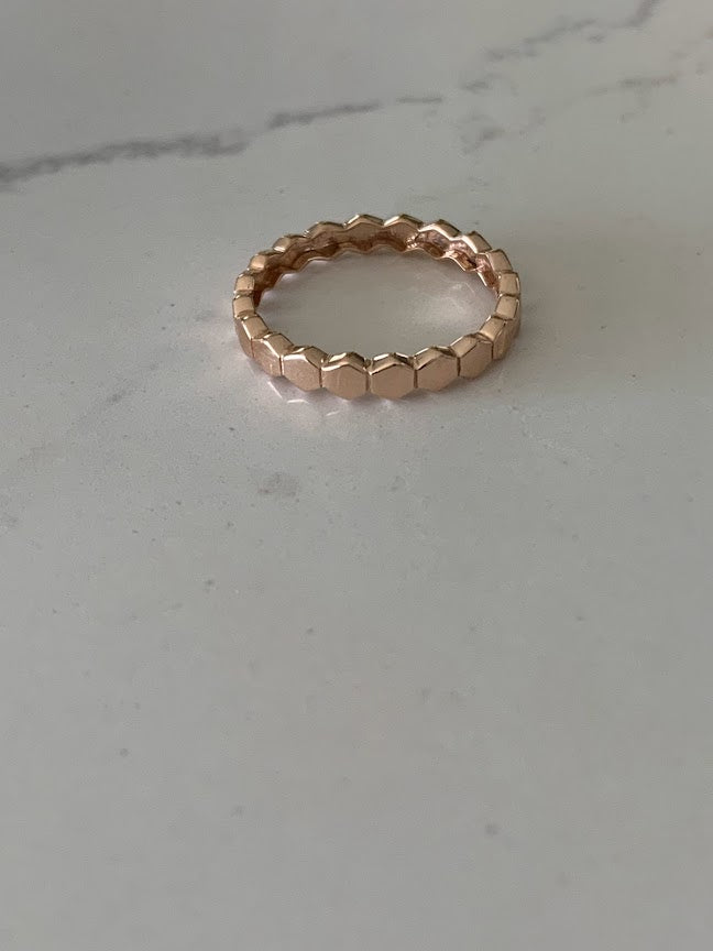 Ring Trio Tricolor Rings | Flat Beaded 14K Gold Ring | Trendy Ring | Ring | Solid Gold | Love Ring | Modern Ring | Chic Ring | Link Band | Discs Ring | Dotted Ring