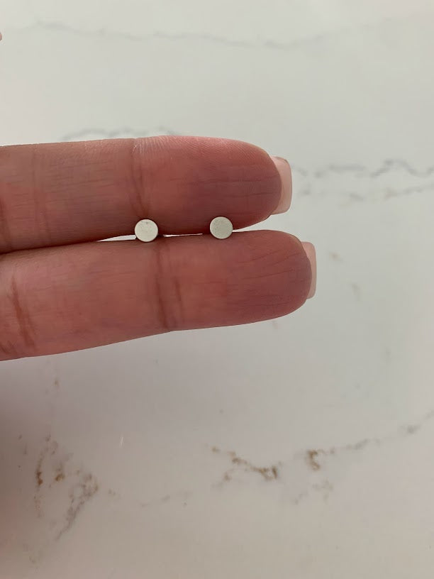 4MM Round Disc Studs, Push Back Stud, Sterling Silver, Tiny, Minimalist Circle Dot Stud Earrings, Circle Studs, Round Tack Disc Earrings