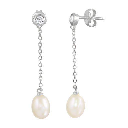 Long Pearl Bridal Earrings, Bridesmaid Gift, Pear Shaped Dangle Cream Pearl Earrings, Bridesmaids Earrings, Long Pearl Drop Earrings
