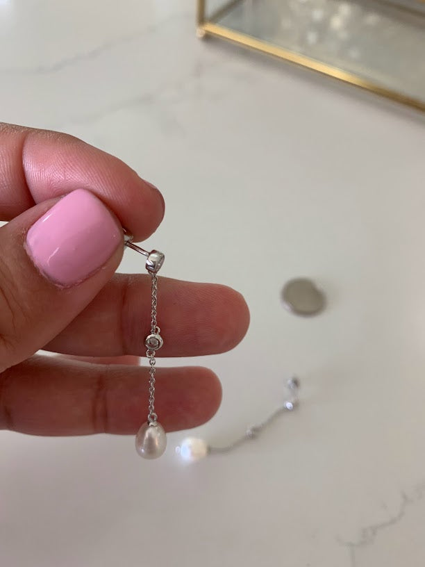 Long Pearl Bridal Earrings, Bridesmaid Gift, Pear Shaped Dangle Cream Pearl Earrings, Bridesmaids Earrings, Long Pearl Drop Earrings