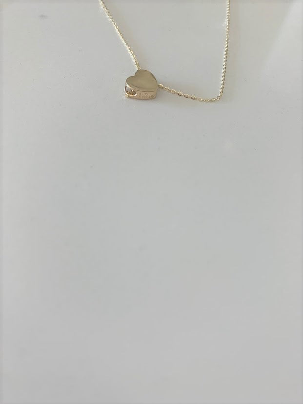 14K Yellow Gold Heart Necklace with 16"+2" chain