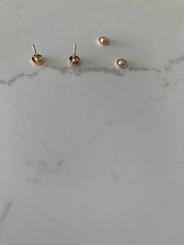 5MM 14K Gold Tiny Bezel Stud Earrings, Solitaire Earrings, Cubic Zirconia Studs, Dainty Bezel Studs, 14K Gold Earrings, Everyday Earrings