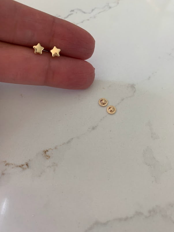 14K Gold 5MM Star Studs Earrings, Star Earrings, Gold Studs, Celestial Earrings, 14K Gold Earrings
