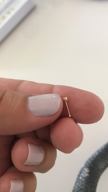 14K Yellow Gold, 2MM Cubic ZC Nose Stud, Yellow Gold Nose Stud, Cubic CZ Round Nose Stud
