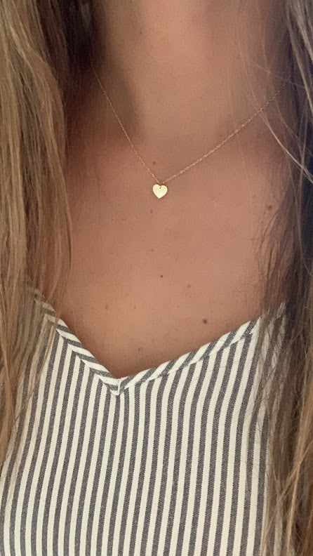 14K Solid Gold Heart Necklace  | Yellow Gold Heart | Heart | 14K Solid Gold Heart Necklace | 6MM Heart