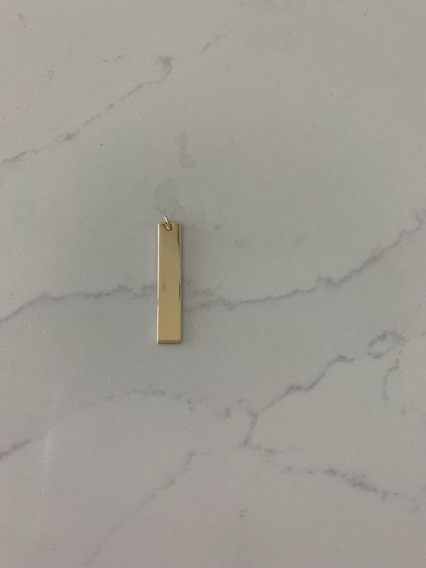 16MM 14K Solid Gold Bar Pendant | Personalized Engraving Bar Pendant | Solid Gold | Personalized Pendant with Family Names/Initials