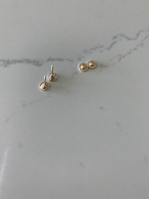 5MM 14K Gold Bezel Stud Earrings | Bezel Set Earrings Studs | Screw Back Studs | Circle Studs | Bezel Studs
