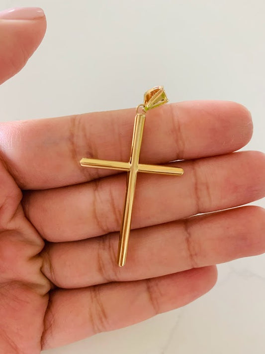 14K Solid Gold Hollow Plain Cross | Yellow Gold Cross | Catholic Pendant | 14K Solid Gold Cross Christian Pendant | Bold Cross | 53MM