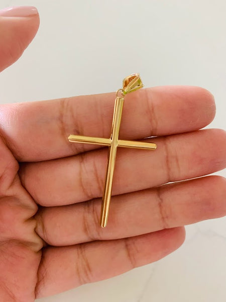 Solid 14k gold cross pendants sales