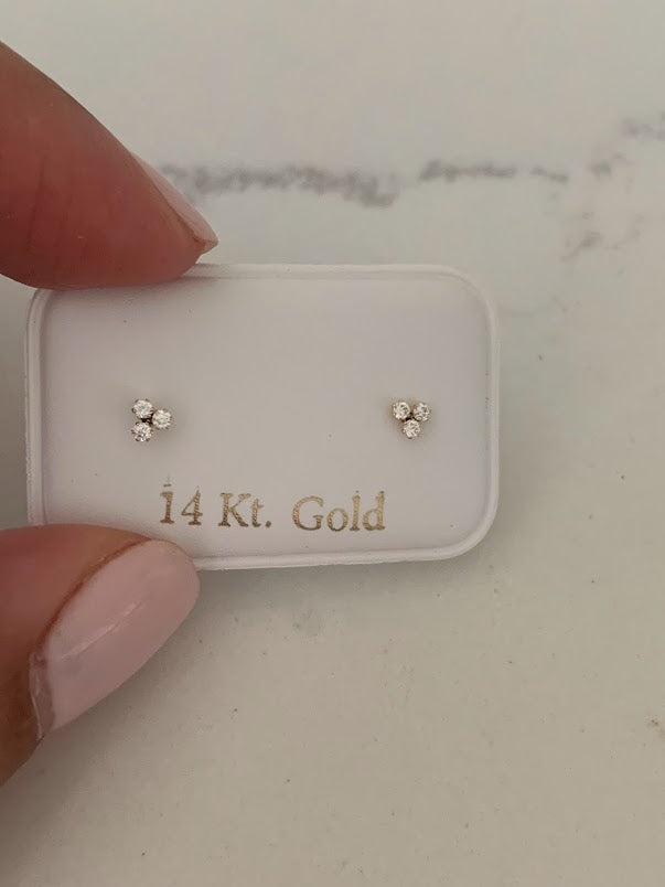 14K Gold Tiny Cubic ZC Stud Earrings, Dainty and Minimalist Earrings, Cubic ZC Gold Studs, Dainty Earrings, 14K Gold Earrings, Lotus Earrings