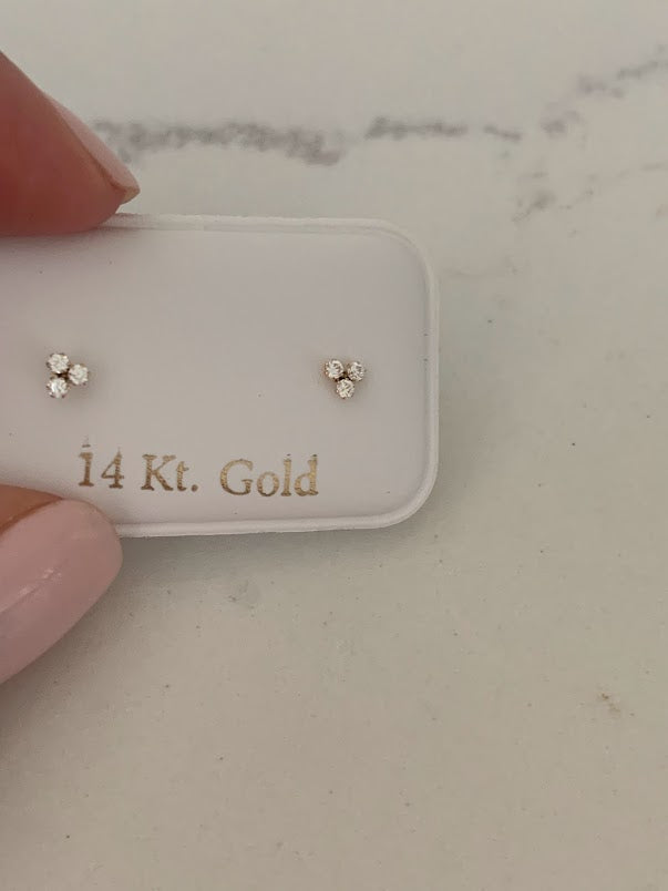 14K Gold Tiny Cubic ZC Stud Earrings, Dainty and Minimalist Earrings, Cubic ZC Gold Studs, Dainty Earrings, 14K Gold Earrings, Lotus Earrings