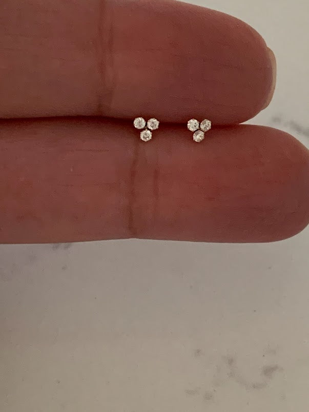 14K Gold Tiny Cubic ZC Stud Earrings, Dainty and Minimalist Earrings, Cubic ZC Gold Studs, Dainty Earrings, 14K Gold Earrings, Lotus Earrings