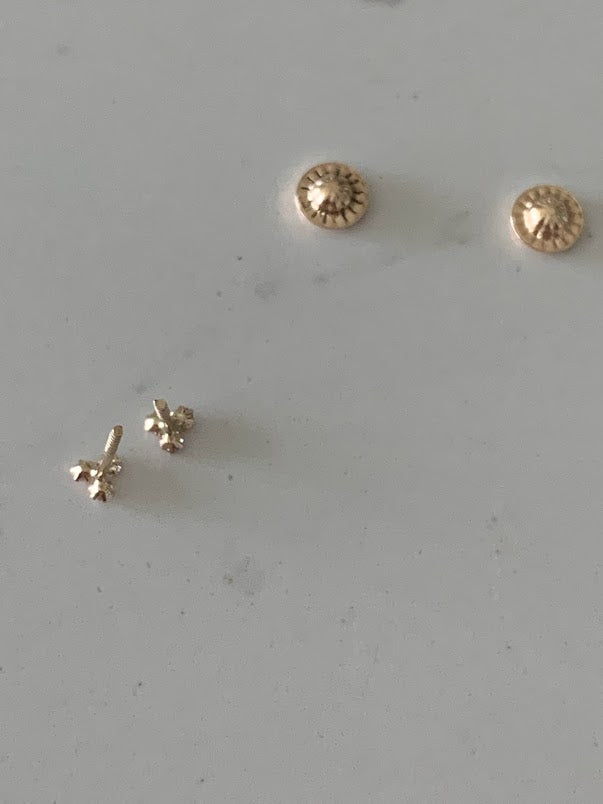 14K Gold Tiny Cubic ZC Stud Earrings, Dainty and Minimalist Earrings, Cubic ZC Gold Studs, Dainty Earrings, 14K Gold Earrings, Lotus Earrings