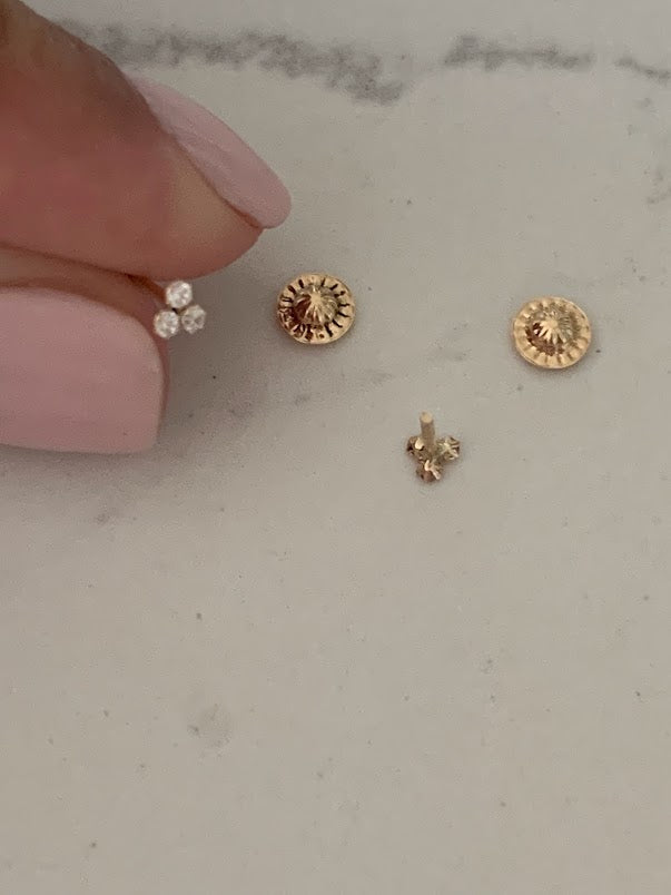 14K Gold Tiny Cubic ZC Stud Earrings, Dainty and Minimalist Earrings, Cubic ZC Gold Studs, Dainty Earrings, 14K Gold Earrings, Lotus Earrings