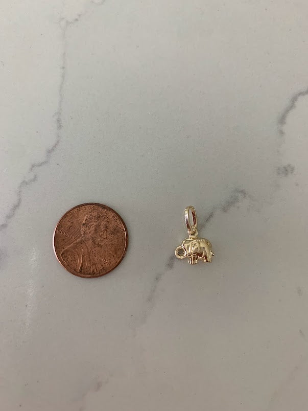 14K Solid Gold Elephant Pendant | Yellow Gold Pendant | Puff Elephant Pendant | 14K Solid Gold Pendant