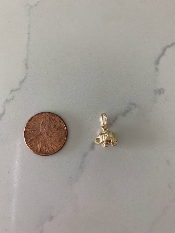 14K Solid Gold Elephant Pendant | Yellow Gold Pendant | Puff Elephant Pendant | 14K Solid Gold Pendant