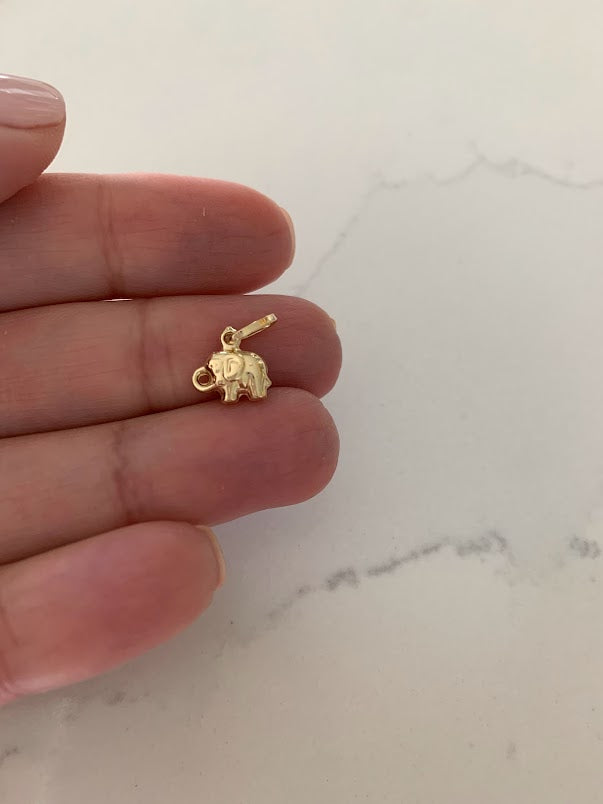 14K Solid Gold Elephant Pendant | Yellow Gold Pendant | Puff Elephant Pendant | 14K Solid Gold Pendant