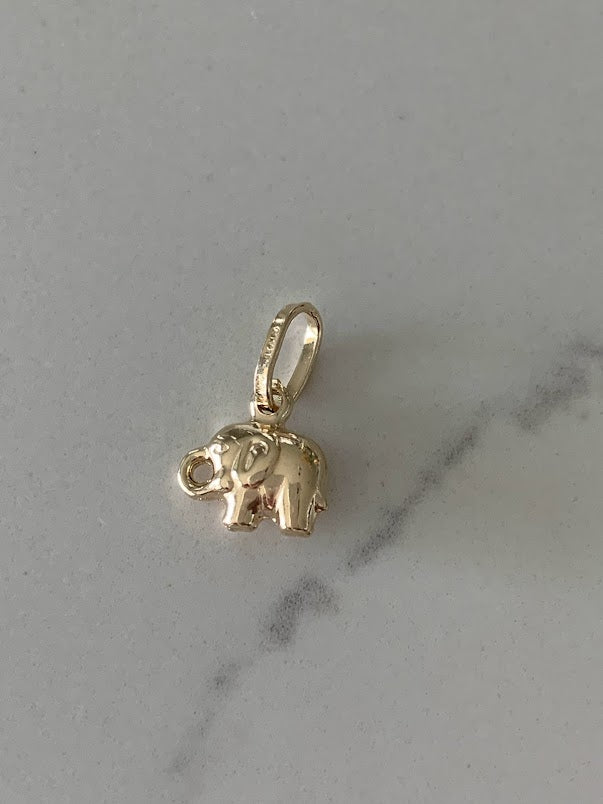 14K Solid Gold Elephant Pendant | Yellow Gold Pendant | Puff Elephant Pendant | 14K Solid Gold Pendant