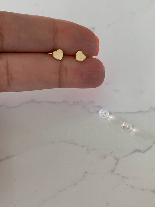14K Solid Gold Plain Heart Studs • 14K Solid Gold Classy Heart Cut Pushback Studs • Gold Heart Earrings • Dainty Studs • Free Shipping