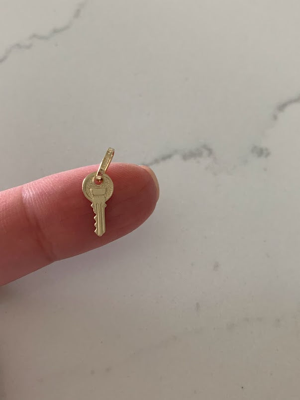 14K Solid Gold Key Pendant | Key Charm | Infinity Pendant | Key Pendant | Dainty Pendant