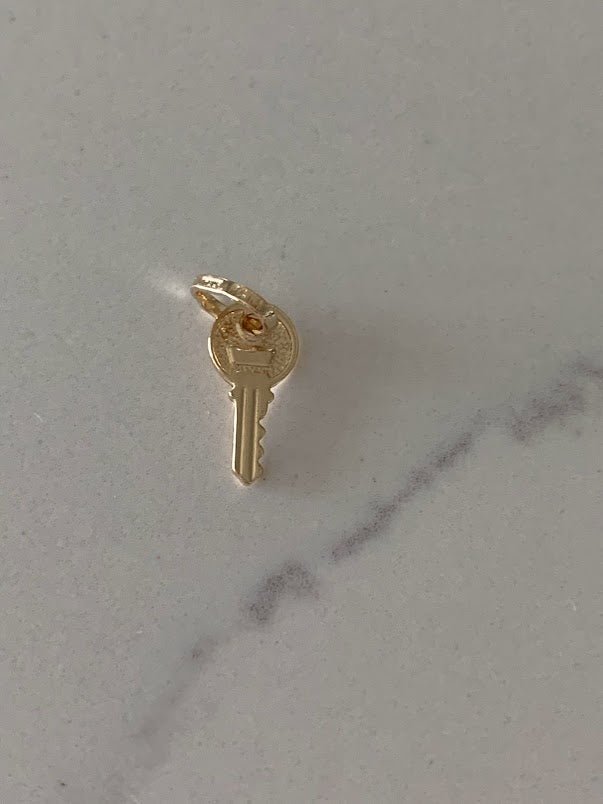 14K Solid Gold Key Pendant | Key Charm | Infinity Pendant | Key Pendant | Dainty Pendant