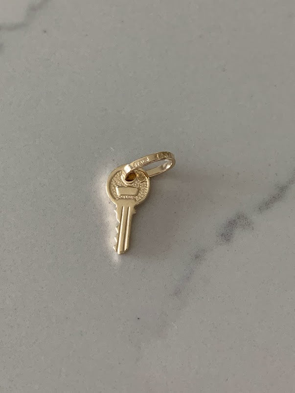 14K Solid Gold Key Pendant | Key Charm | Infinity Pendant | Key Pendant | Dainty Pendant