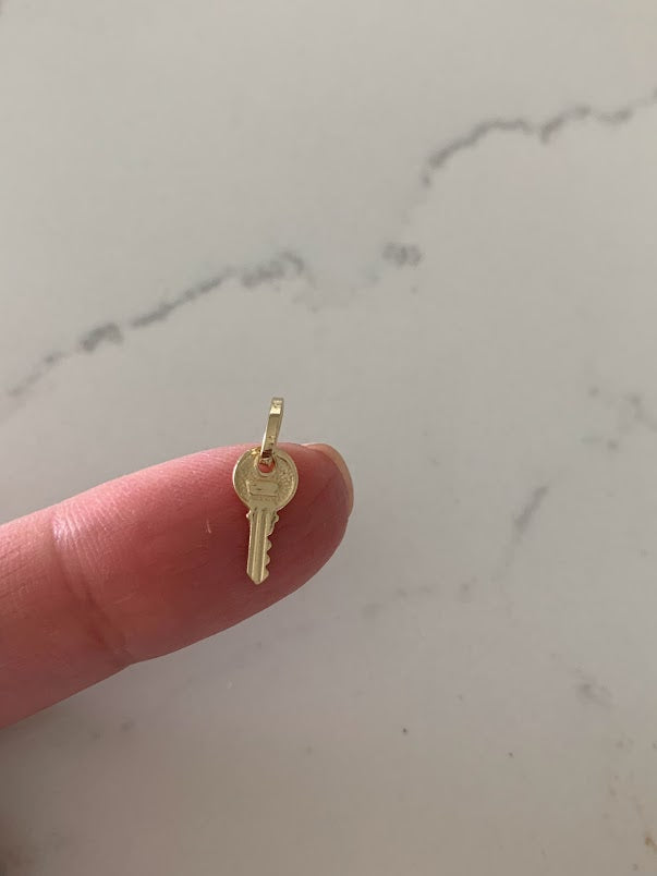 14K Solid Gold Key Pendant | Key Charm | Infinity Pendant | Key Pendant | Dainty Pendant