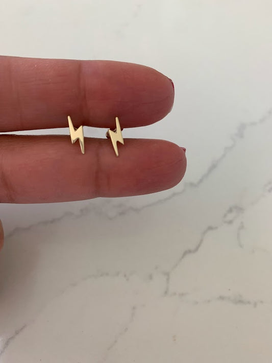 14K Gold Lightning Bolt Stud Earrings | Minimalist Earrings | Everyday Earrings | Dainty Earrings Lightning Studs