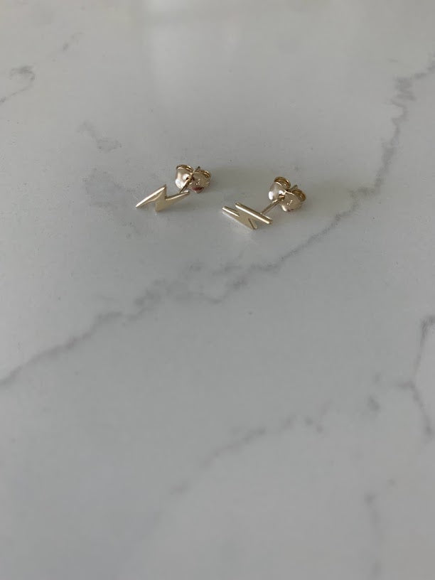 14K Gold Lightning Bolt Stud Earrings | Minimalist Earrings | Everyday Earrings | Dainty Earrings Lightning Studs
