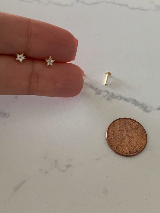 14K Gold 4MM Mini Star Studs Earrings, Star Earrings, Gold Studs, Celestial Earrings, 14K Gold Earrings