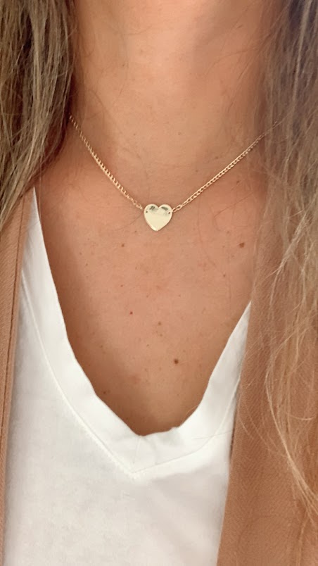14K Gold Plain Heart Necklace | Layering Necklaces | Cuban Link Chain | Heart Necklace | 16- 18 Necklace