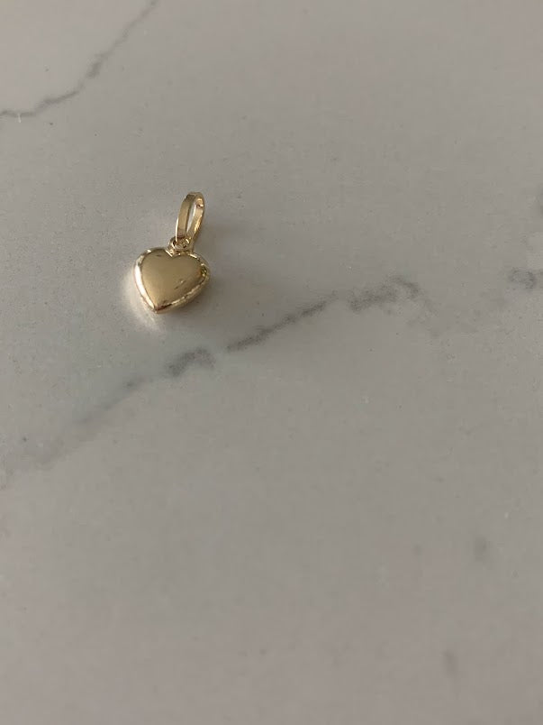 14K Solid Gold Puff Heart Pendant | Love Charm | Puff Heart | Heart Pendant | Dainty Pendant