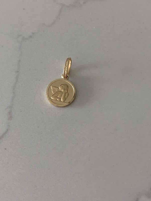 14K 10MM Solid Gold Angel Pendant | Yellow Gold Pendant | Angel Pendant | 14K Gold Pendant