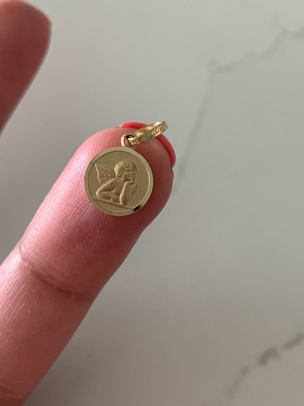 14K 10MM Solid Gold Angel Pendant | Yellow Gold Pendant | Angel Pendant | 14K Gold Pendant