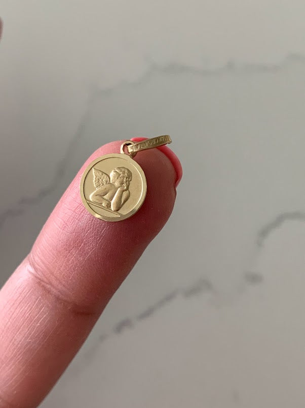 14K 10MM Solid Gold Angel Pendant | Yellow Gold Pendant | Angel Pendant | 14K Gold Pendant