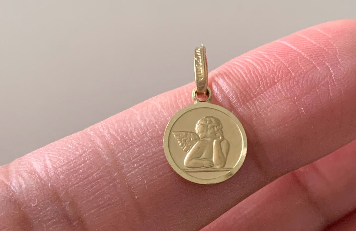 14K 10MM Solid Gold Angel Pendant | Yellow Gold Pendant | Angel Pendant | 14K Gold Pendant