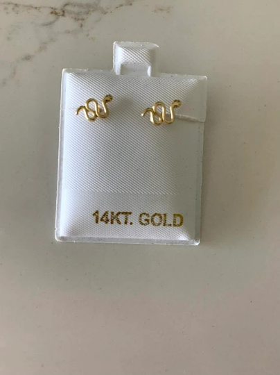 14K Gold Snake Earrings, Dainty Sneak Earrings, Tiny Sneak Earrings, Snake Stud Earrings, Women Earrings, Solid Gold Earrings