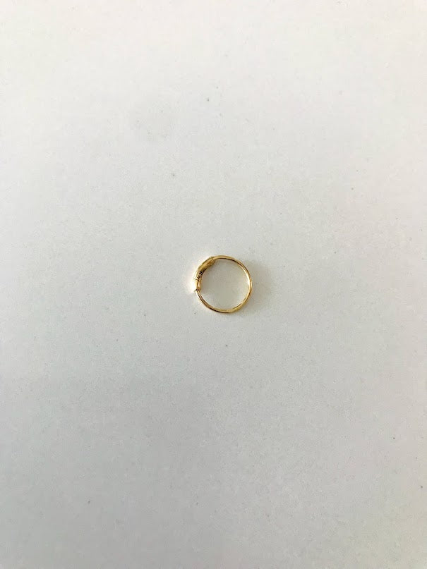 14K Yellow Gold, Hoop with Tiny Bar Nose Ring, Yellow Gold Nose Ring, Hoop Nose Ring