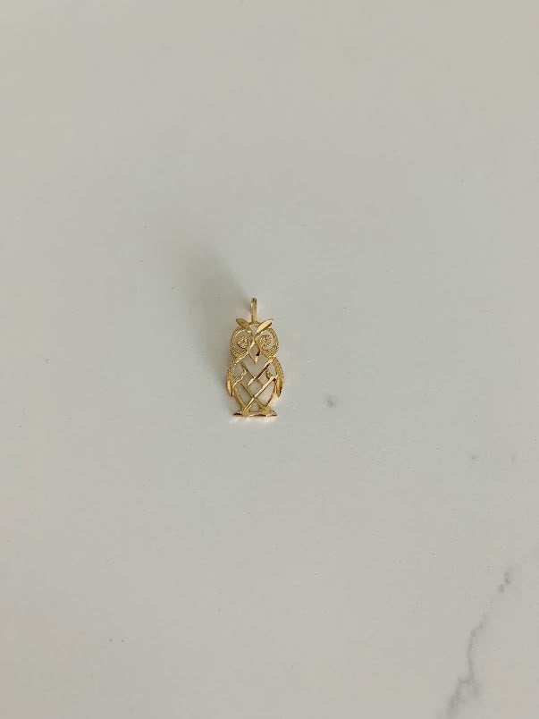 14K Solid Gold Owl Pendant | Yellow Gold Pendant | Owl Pendant | 14K Solid Gold Pendant